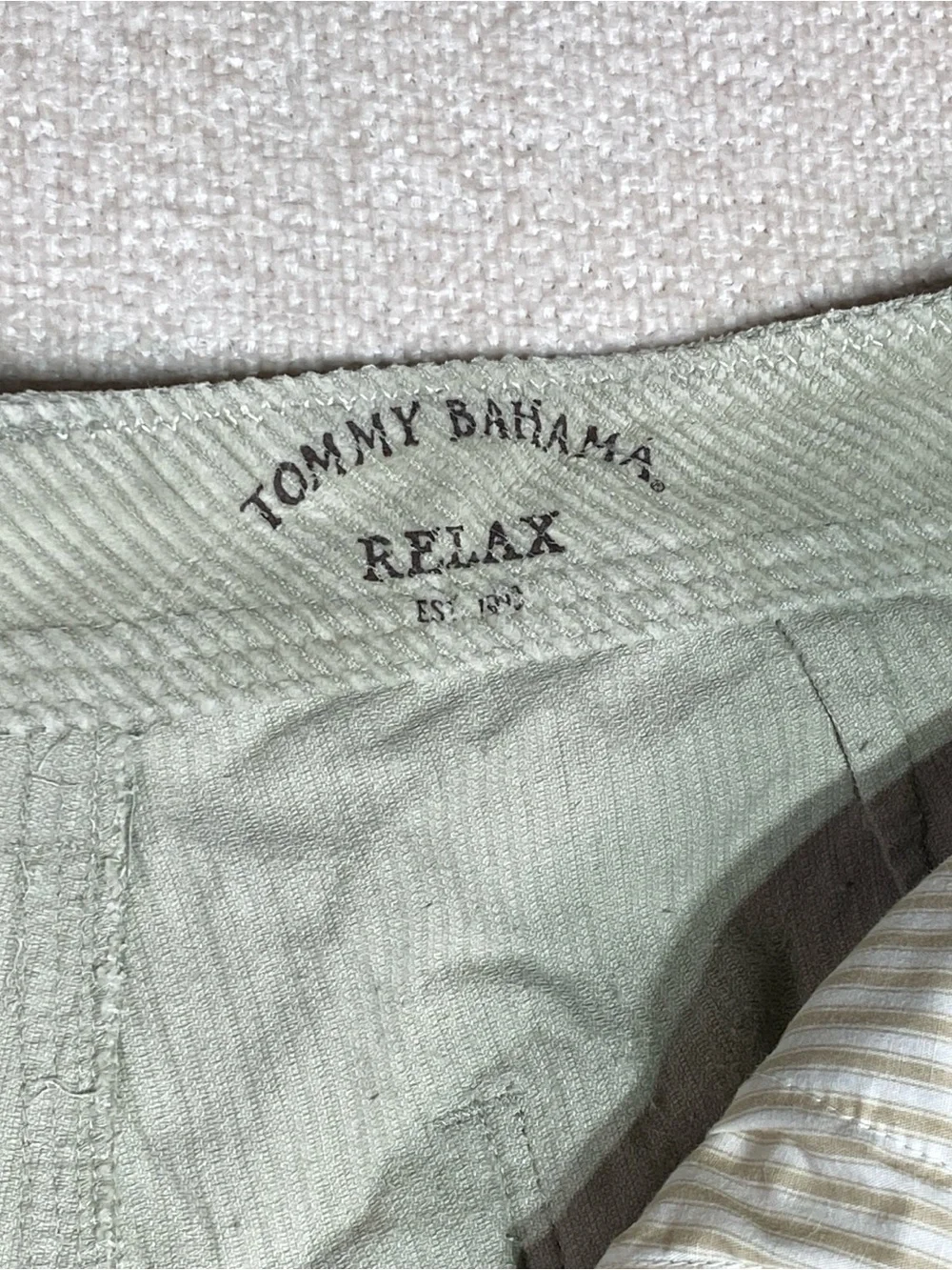 VTG Tommy Bahama Relax Men's Shorts 36 Tan Silk Cotton Blend Corduroy Flat Front